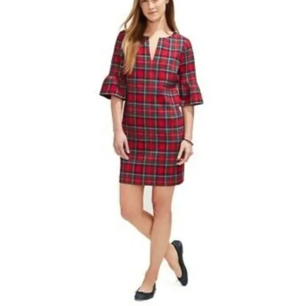 Vineyard Vines Jolly Plaid Greenwich Flutter Sleeve Shift Dress Size 22